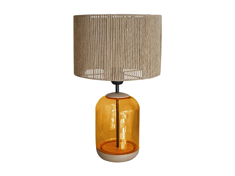 Lámpara de noche TOSEL ,madera,vidrio,natural, A 41xD25xP25cm