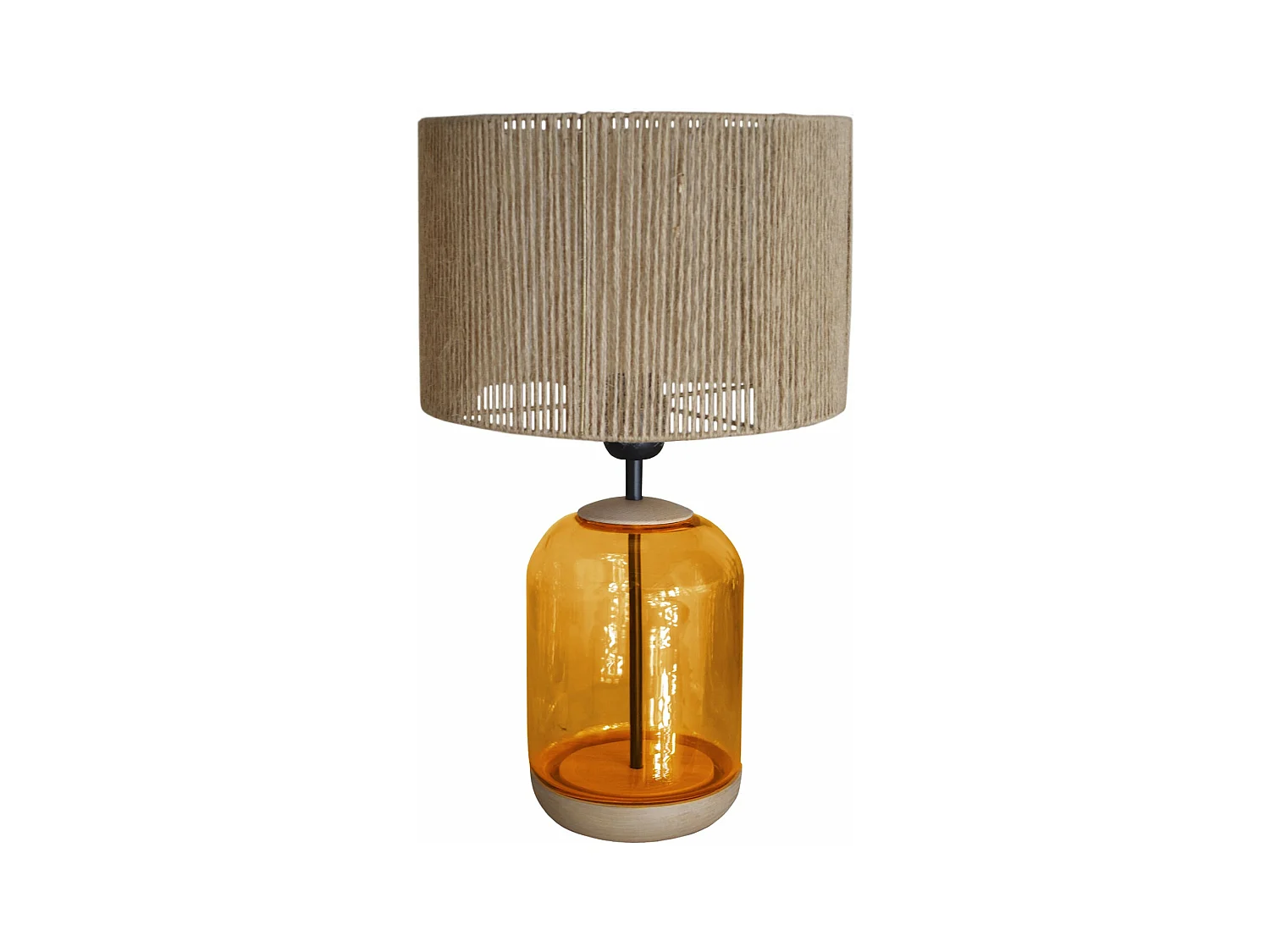 Lámpara de noche TOSEL ,madera,vidrio,natural, A 41xD25xP25cm