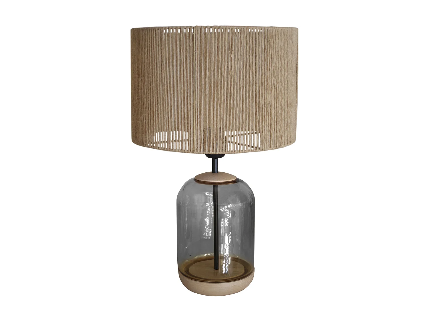 Lampe a Poser TOSEL ,bois,verre,naturel,H 50xD 30xP30cm