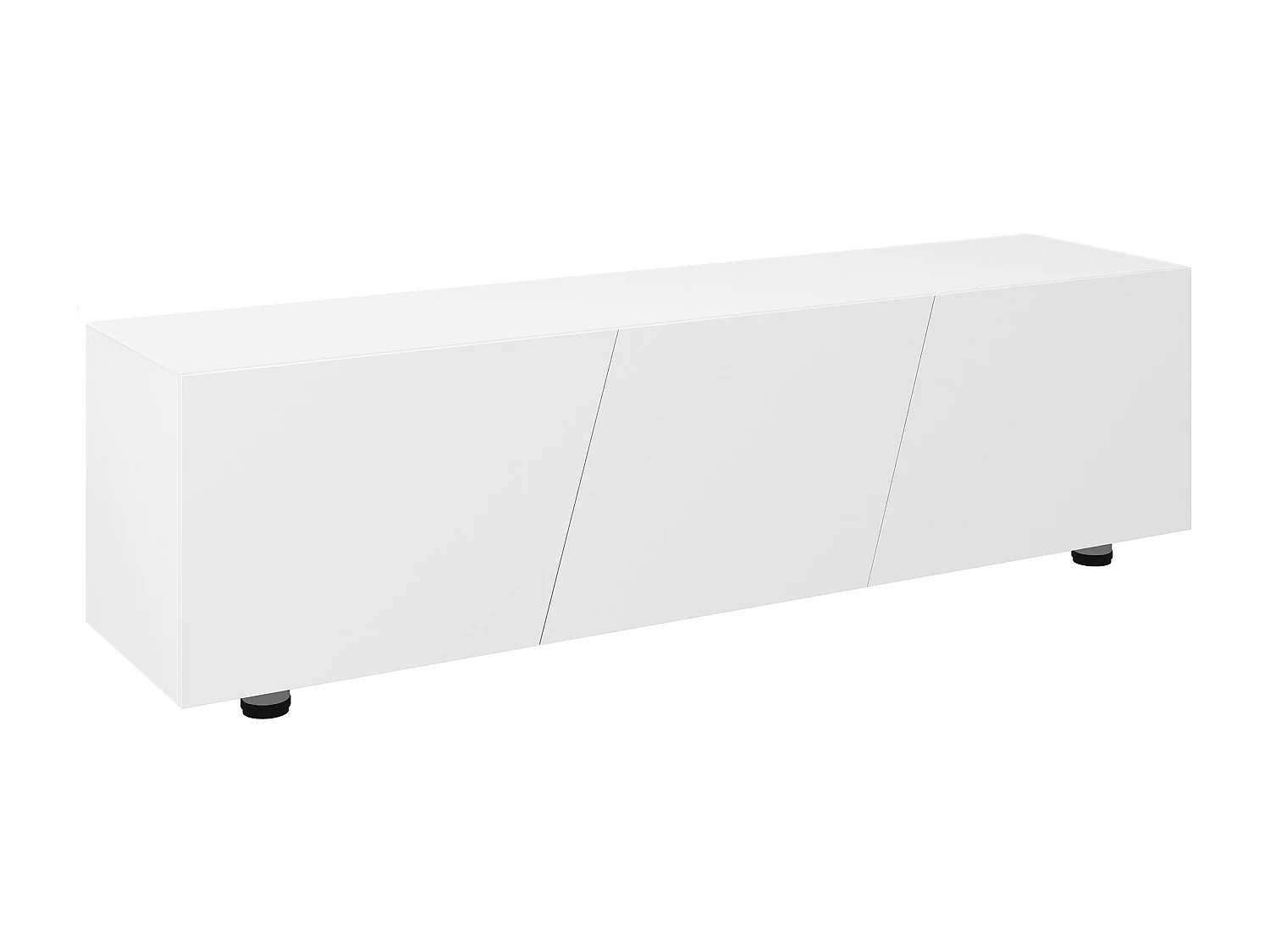 Meuble TV Banc TV style contemporain 3 portes abattantes panneaux blanc laqué