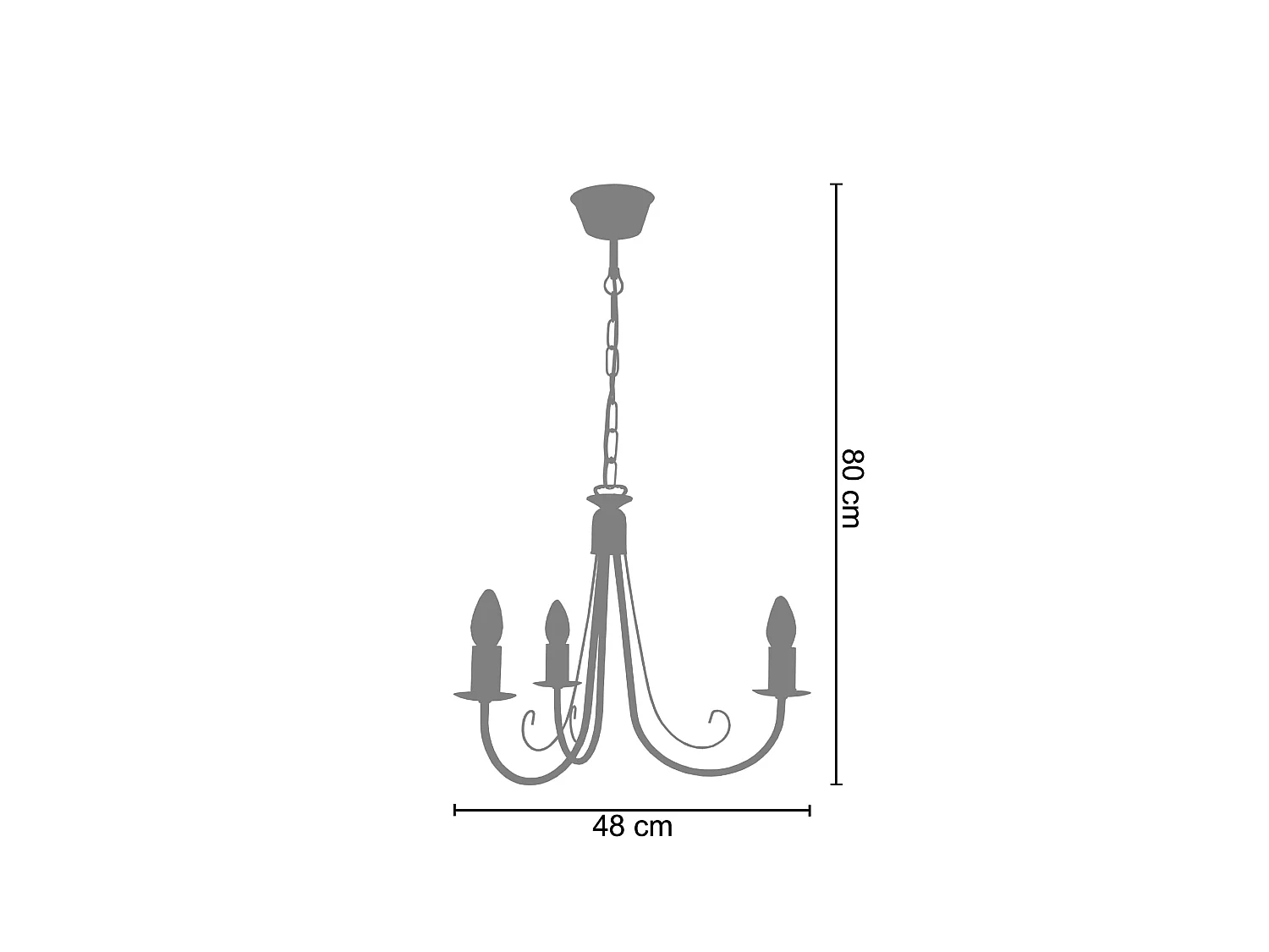 Lustre TOSEL CÔTE D'IVOIRE lâmpada decorativa braço cinza D48 x  H80  cm