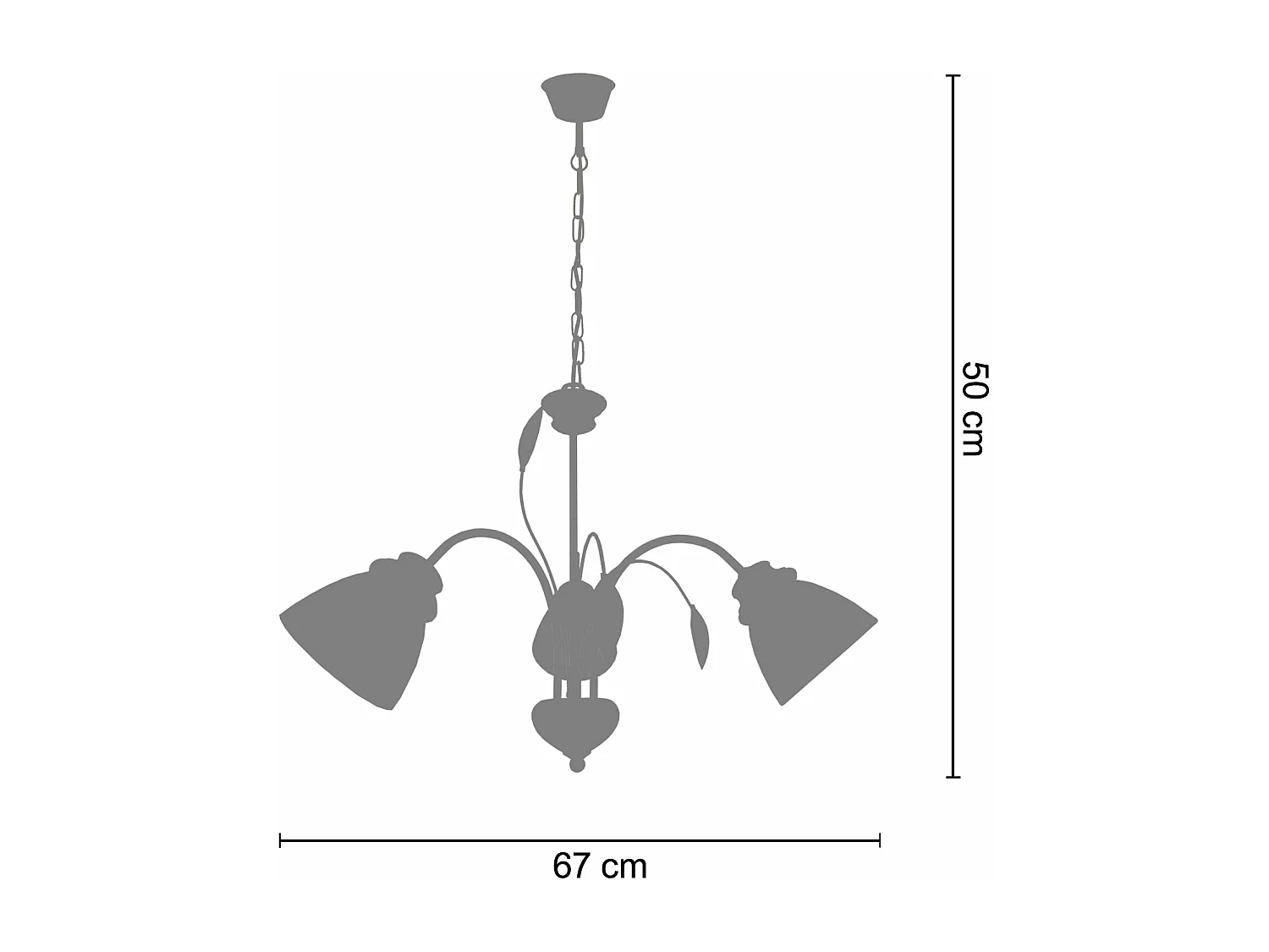 Lustre TOSEL LORENA vidro braço opala D67 x  H50  cm