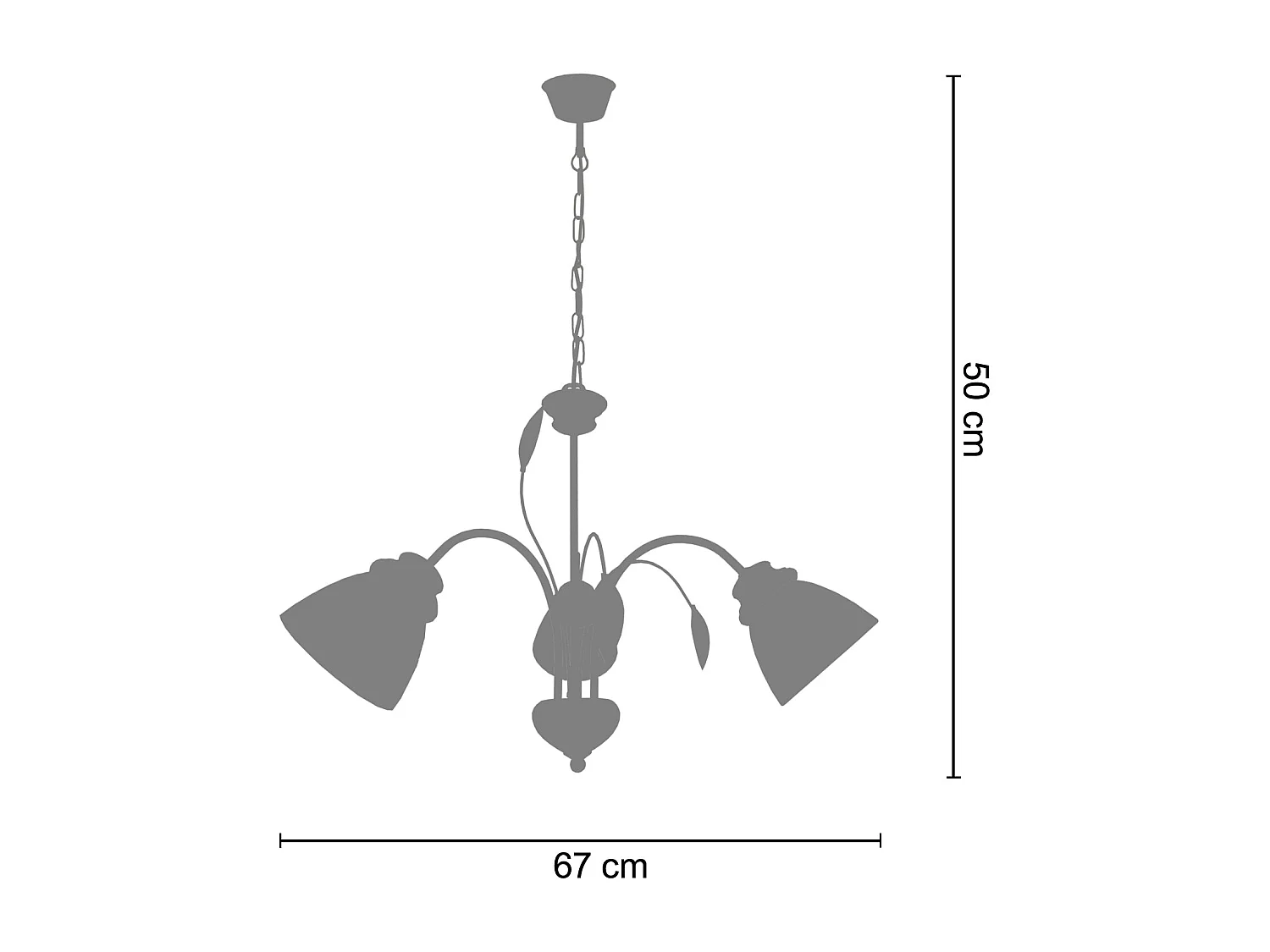 Lustre TOSEL LORENA vidro braço opala D67 x  H50  cm