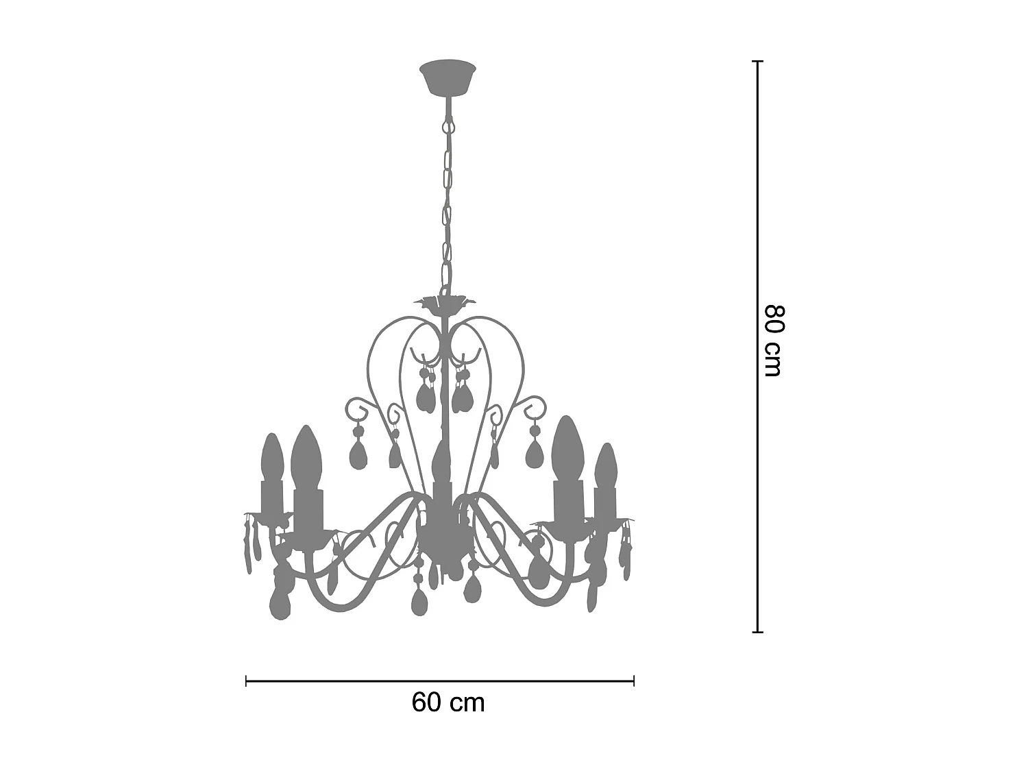 Lustre TOSEL PAMPILLES vidro braço cinza D55 x  H90  cm