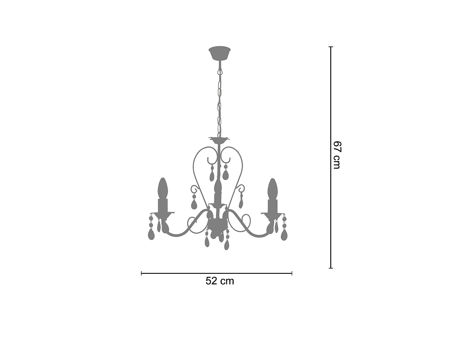 Lustre TOSEL PAMPILLES C lâmpada decorativa braço claro D52 x  H67  cm