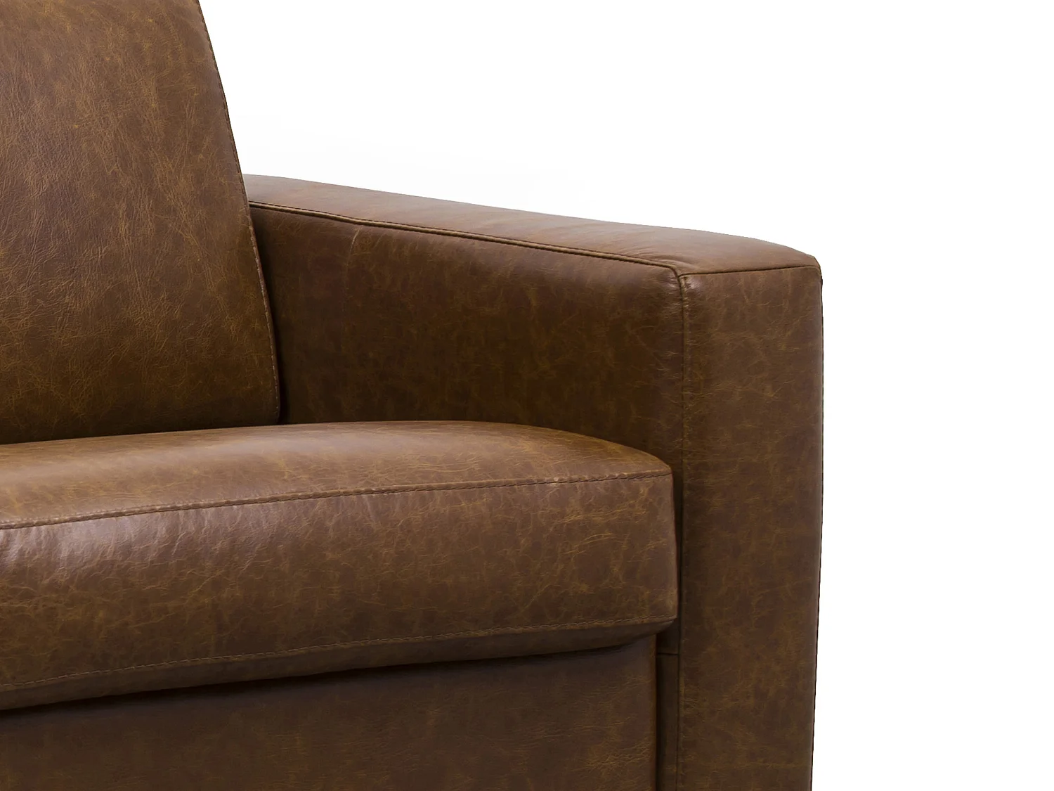 3-sits bäddsoffa express 100% vintagebuffelläder i karamell med 16cm madrass DELECTEA II