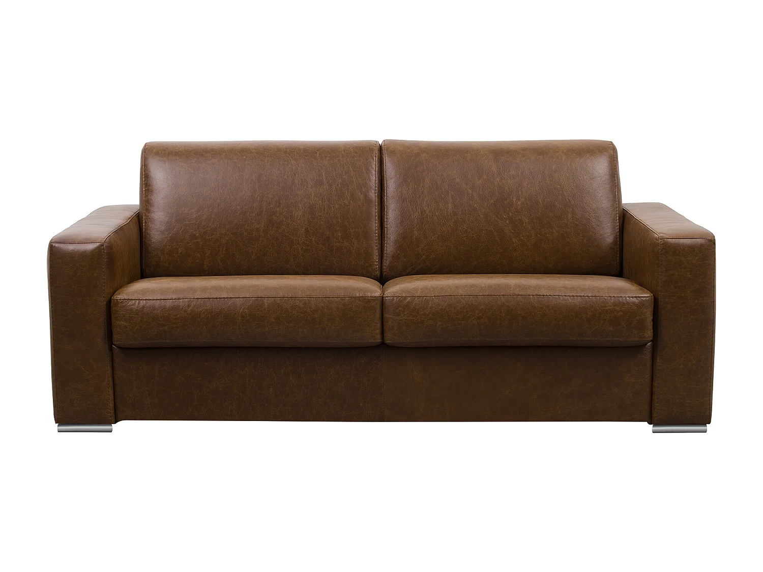 3-sits bäddsoffa express 100% vintagebuffelläder i karamell med 16cm madrass DELECTEA II