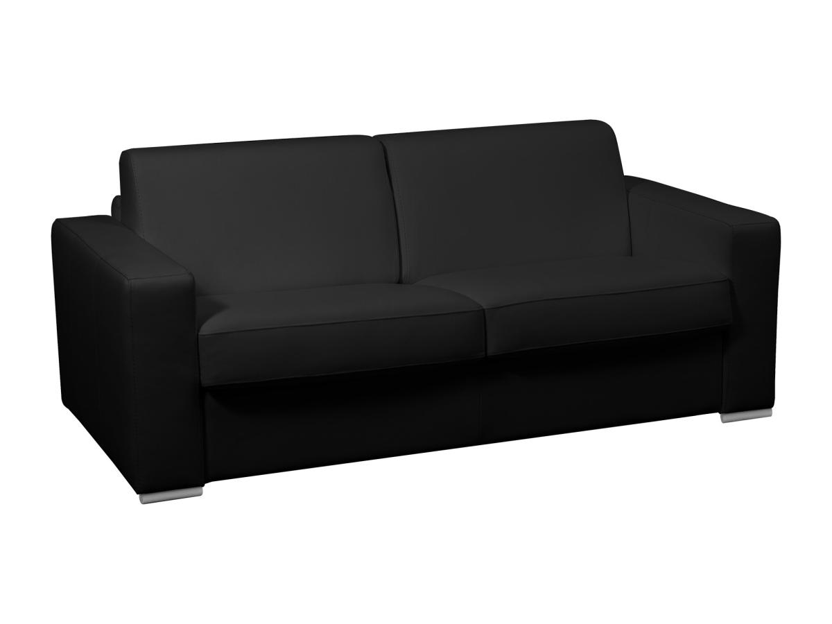 Schlafsofa mit Matratze 3-Sitzer - 100% Büffelleder - schwarz - Matratze 18 günstig online kaufen