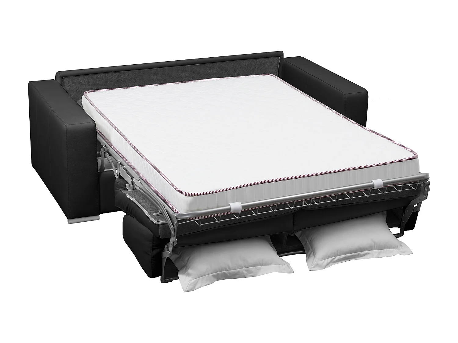 3-sits bäddsoffa express 100% svart buffellädersoffa med 16 cm madrass DELECTEA II