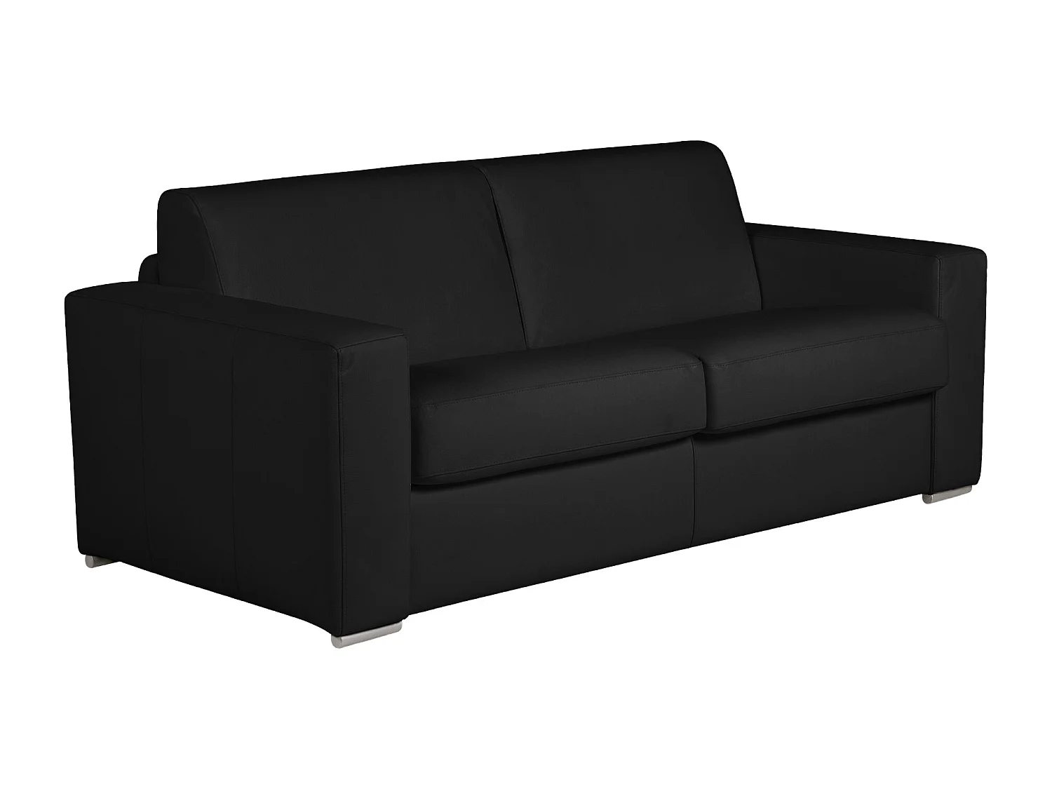 3-sits bäddsoffa express 100% svart buffellädersoffa med 16 cm madrass DELECTEA II
