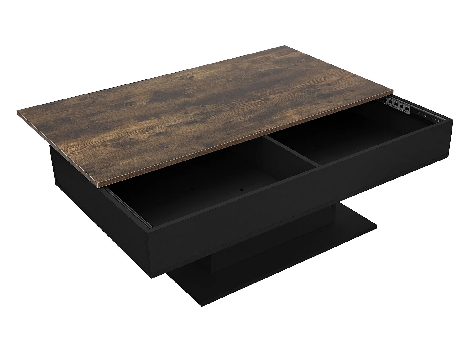 Mesa de centro con 2 espacios interiores de almacenaje efecto madera negra ML-DESIGN