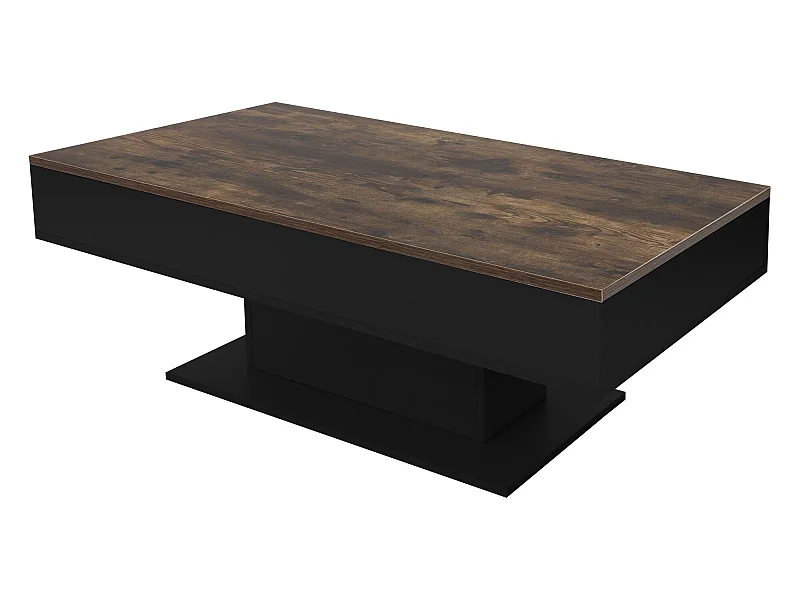 Tavolino con 2 vani portaoggetti interni effetto legno nero ML-DESIGN