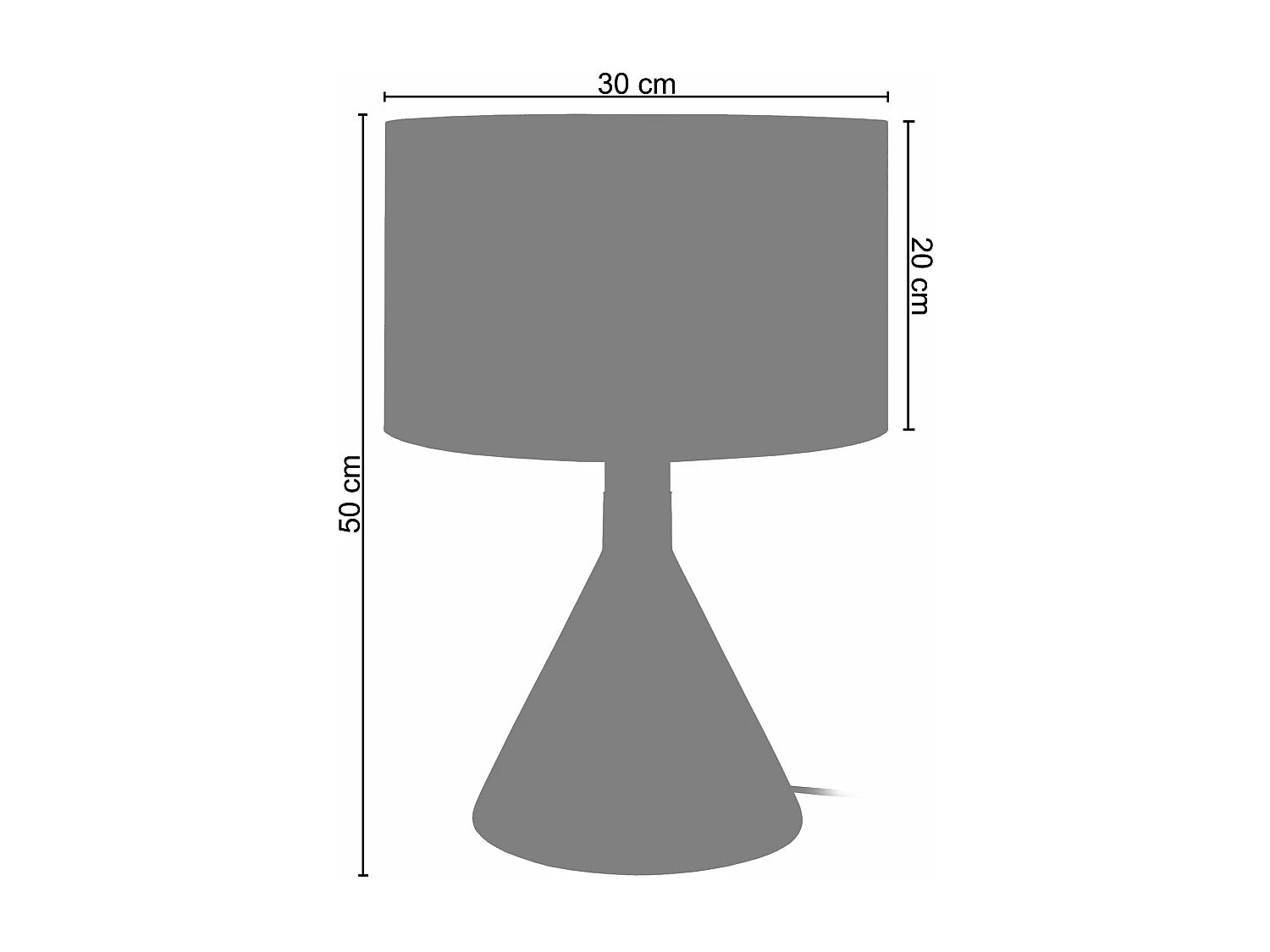 Lampe a poser conique bois  ciré,liège 50 cm.