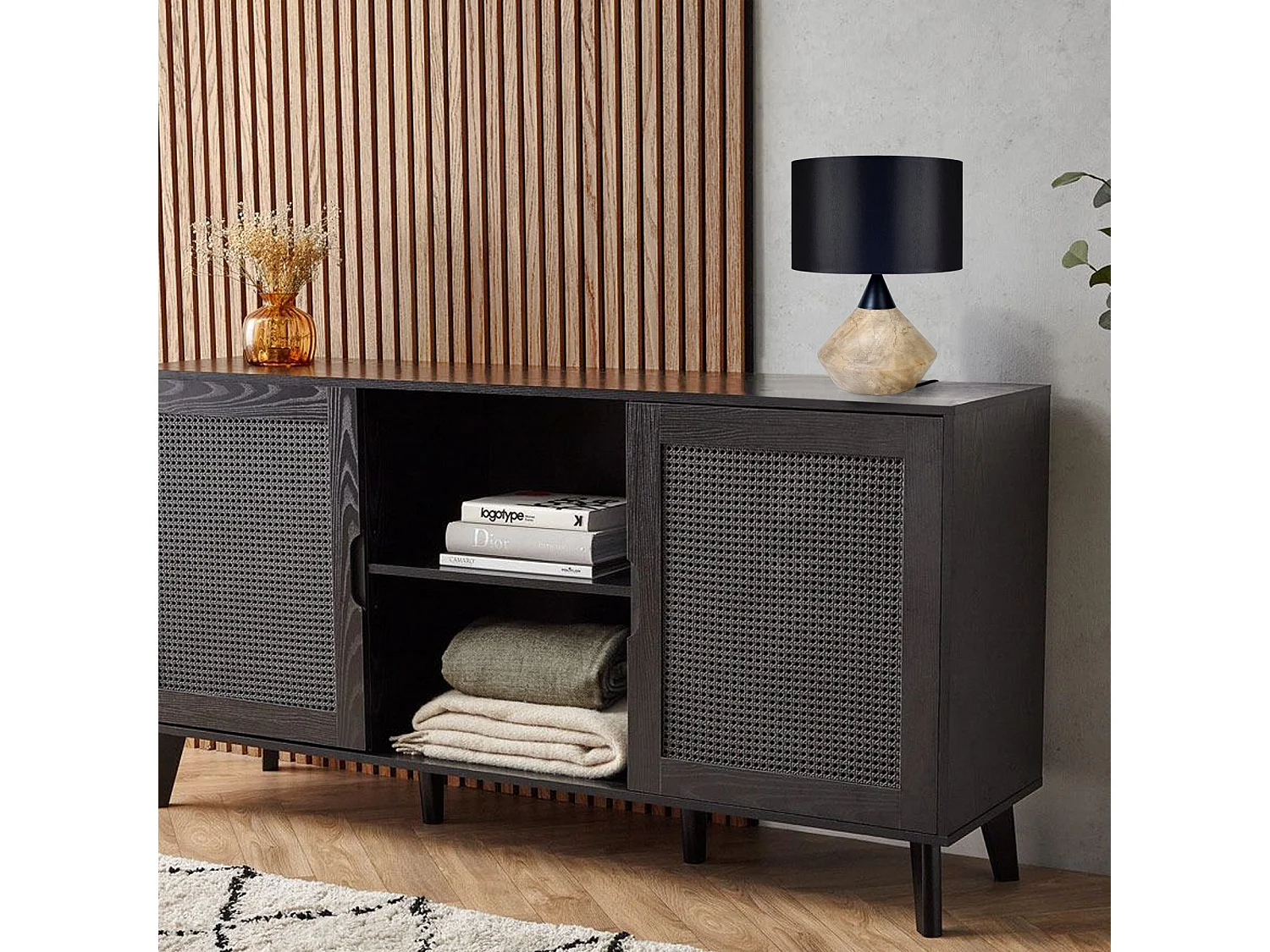 Candeeiro de mesa TOSEL LAM.LUGANO metal rasgar cinza D34 x  H33  cm