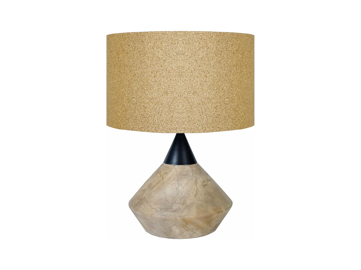 Lampe a poser conique bois  foncé 45 cm.