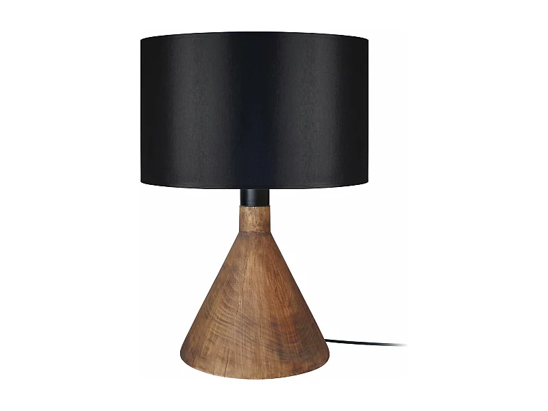Lampe a poser conique bois  ciré,noir 50 cm.