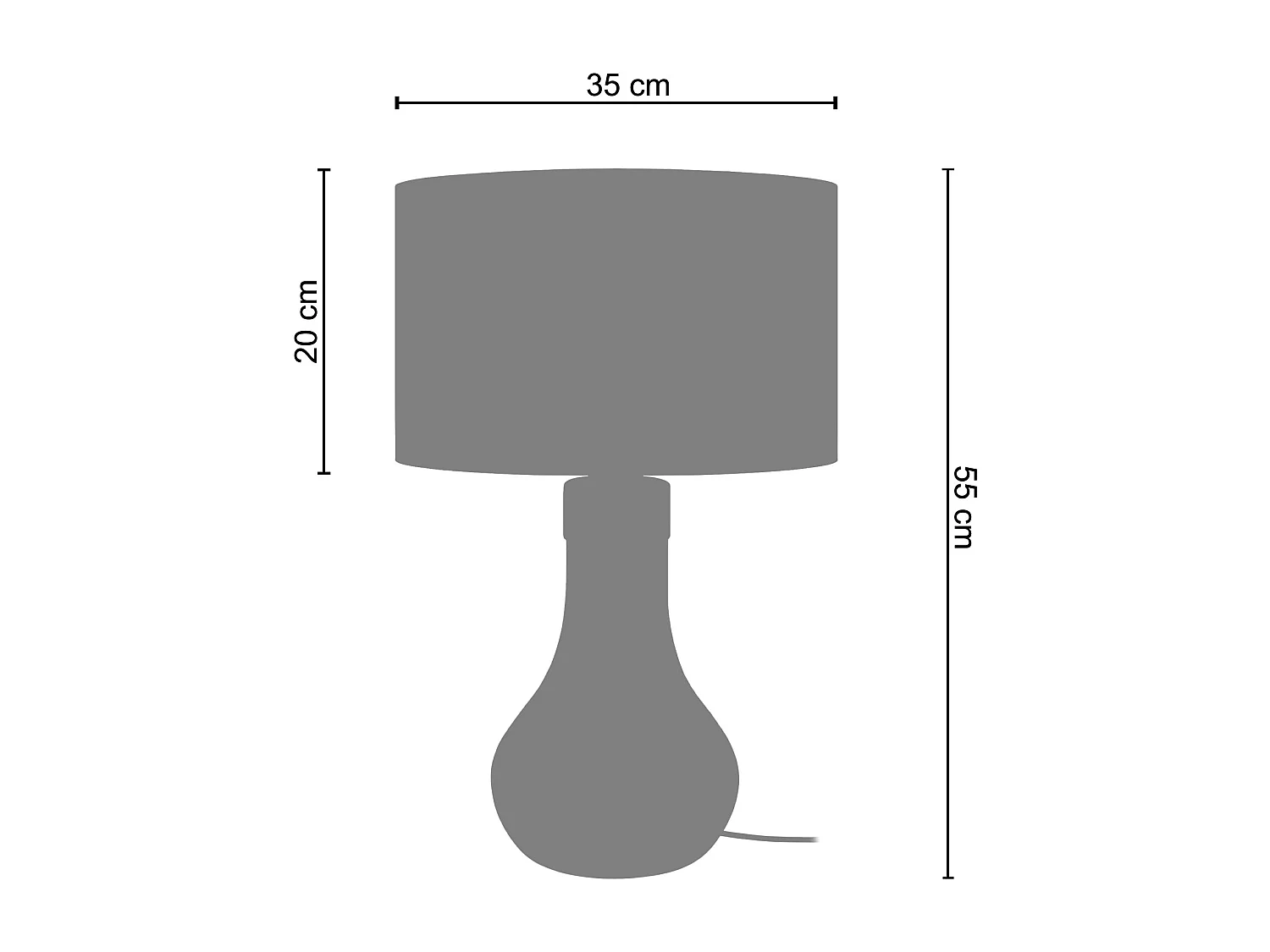 Lampe a poser bouteille bois  foncé,liège 55 cm.