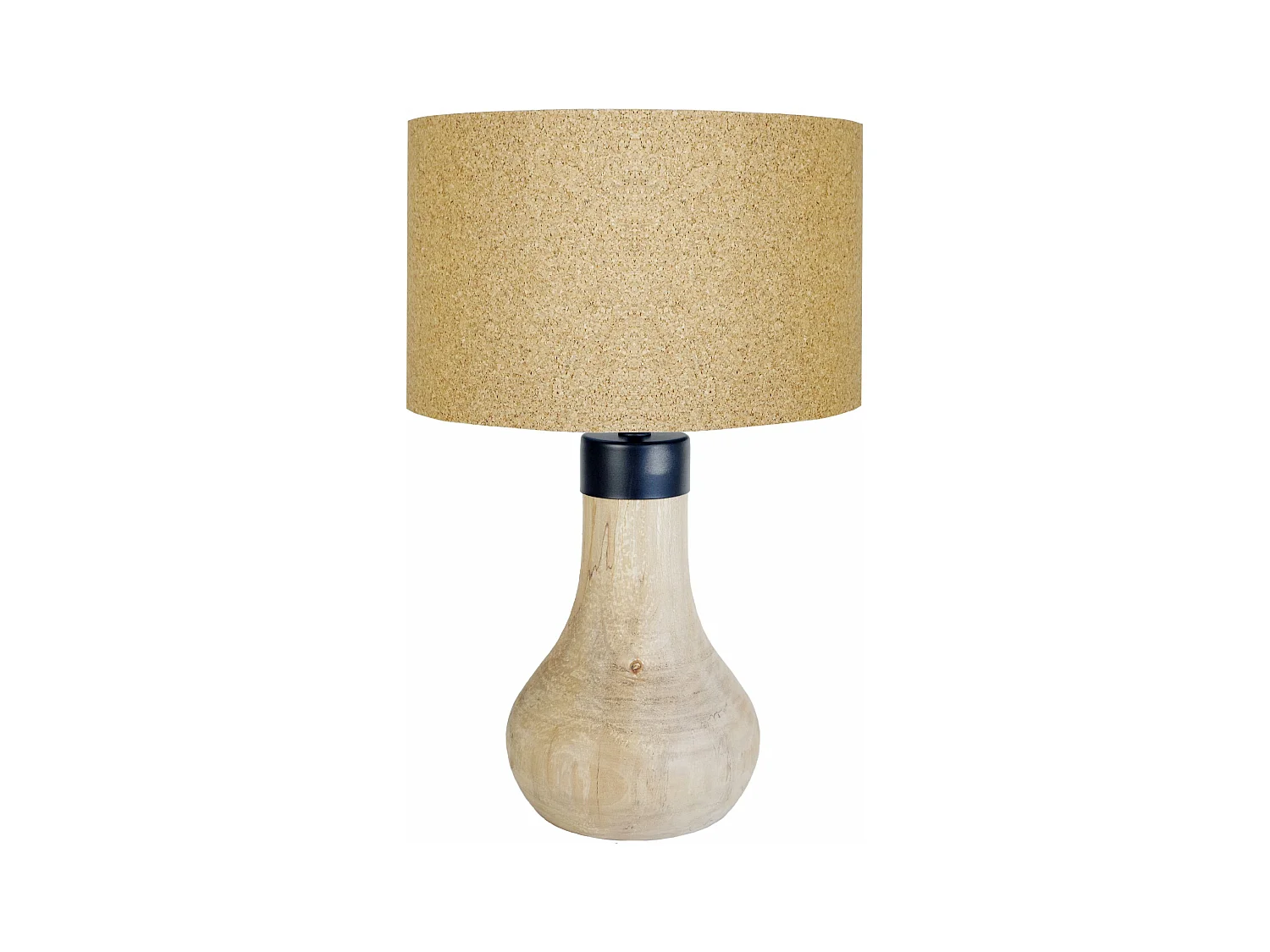 Lampe a poser bouteille bois  foncé,liège 55 cm.