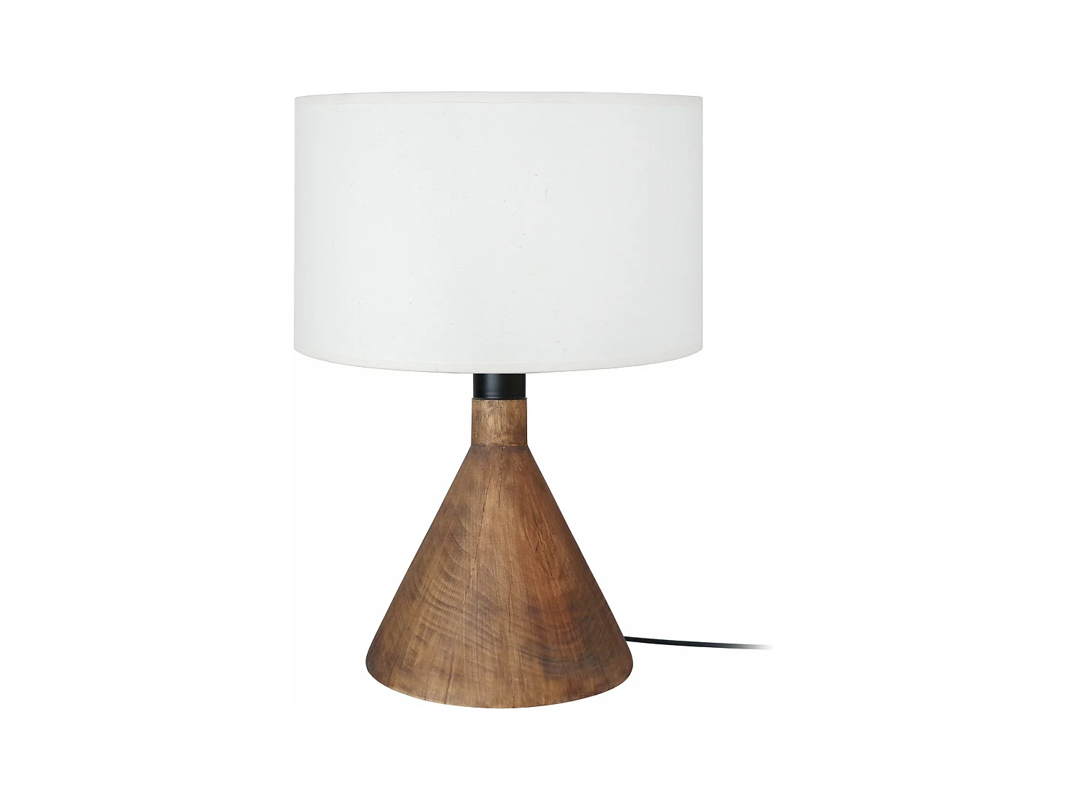 Lampe a poser conique bois  ciré,blanc 50 cm.