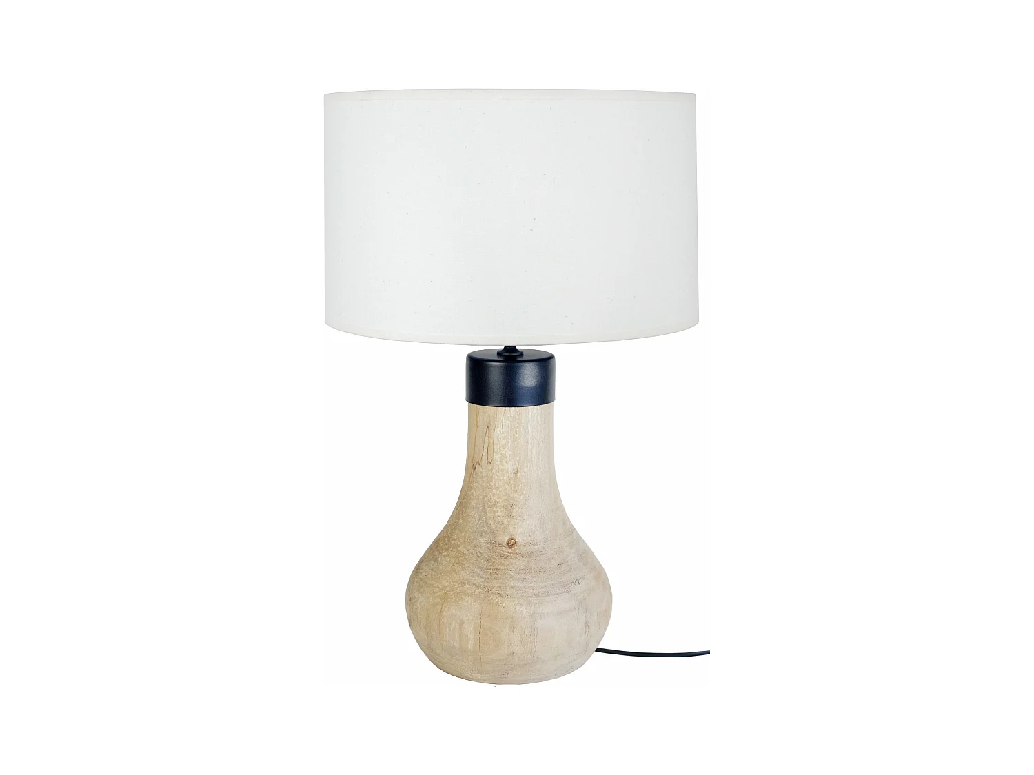 Lampe a poser bouteille bois  foncé,blanc 55 cm.