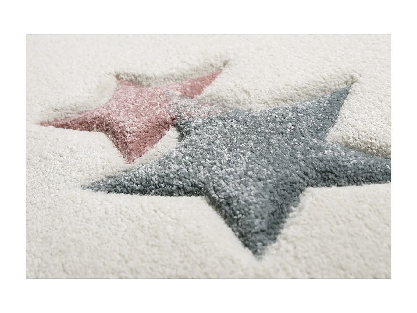 Tapis pour chambre enfant étoilé blanc Jonne Esprit Home Rectangulaire Enfant Tissé