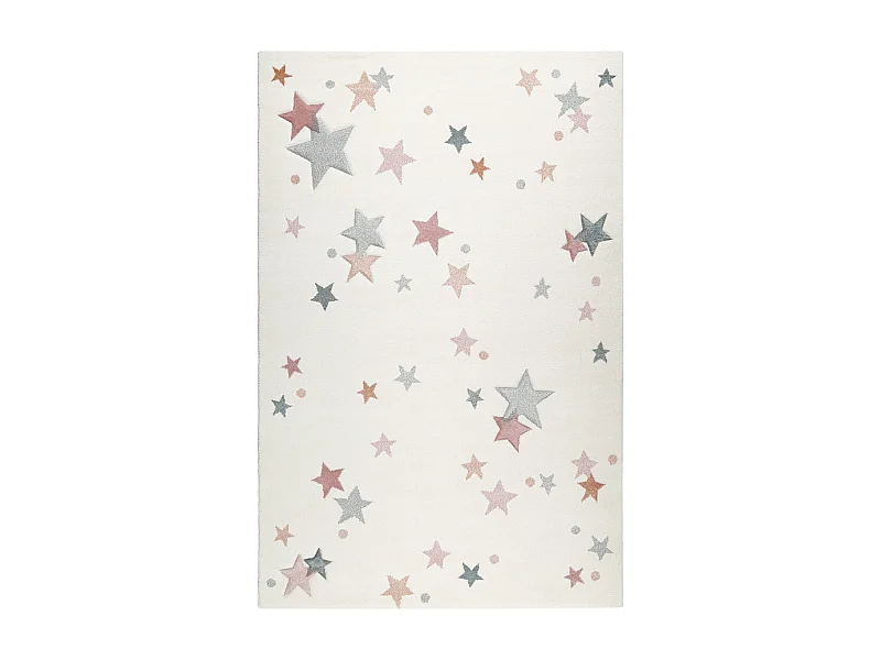 Tapis pour chambre enfant étoilé blanc Jonne Esprit Home Rectangulaire Enfant Tissé