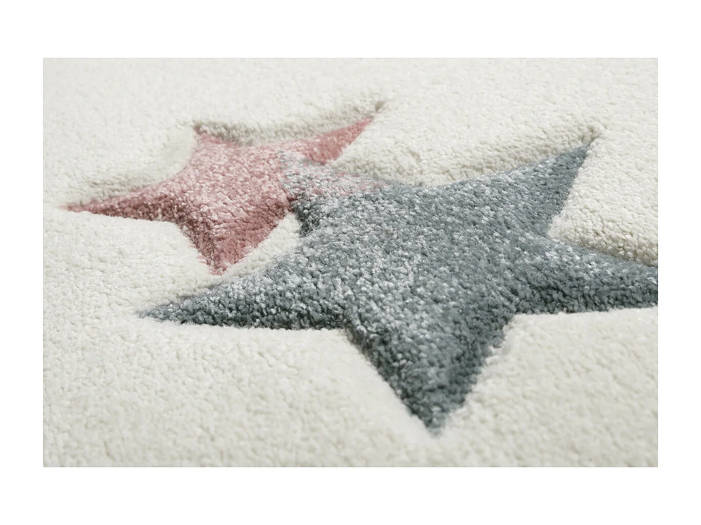 Tapis pour chambre enfant étoilé blanc Jonne Esprit Home Rectangulaire Enfant Tissé