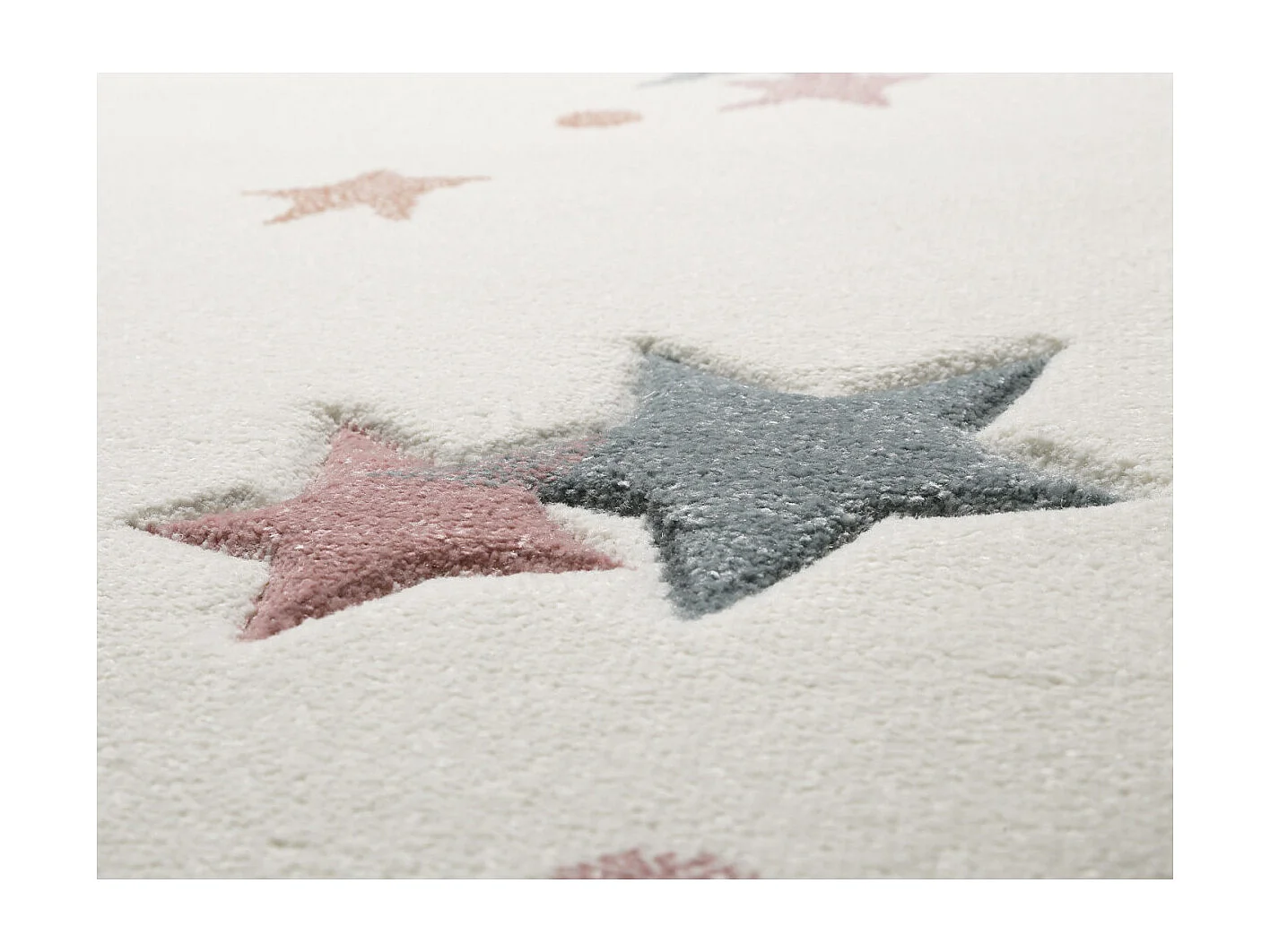 Tapis pour chambre enfant étoilé blanc Jonne Esprit Home Rectangulaire Enfant Tissé