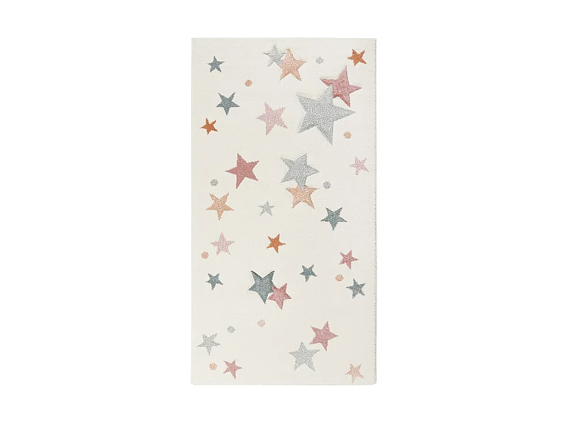 Tapis pour chambre enfant étoilé blanc Jonne Esprit Home Rectangulaire Enfant Tissé
