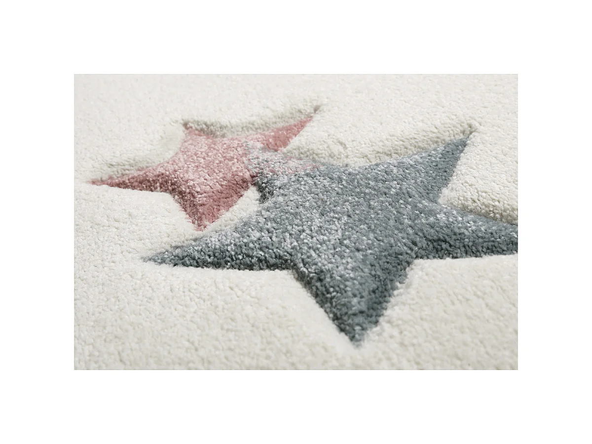 Tapis pour chambre enfant étoilé blanc Jonne Esprit Home Rectangulaire Enfant Tissé