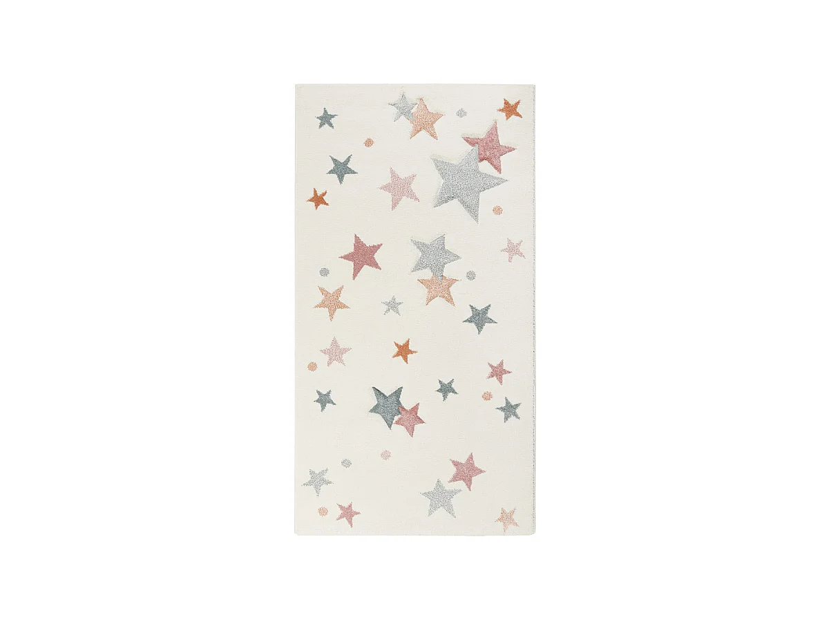 Tapis pour chambre enfant étoilé blanc Jonne Esprit Home Rectangulaire Enfant Tissé