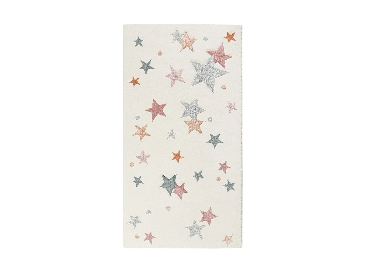 Tapis pour chambre enfant étoilé blanc Jonne Esprit Home Rectangulaire Enfant Tissé