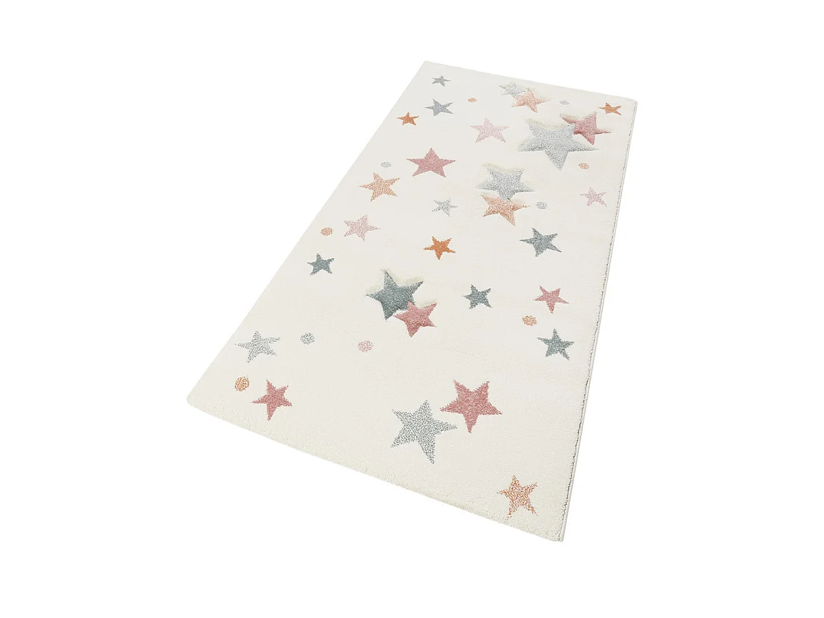 Tapis pour chambre enfant étoilé blanc Jonne Esprit Home Rectangulaire Enfant Tissé