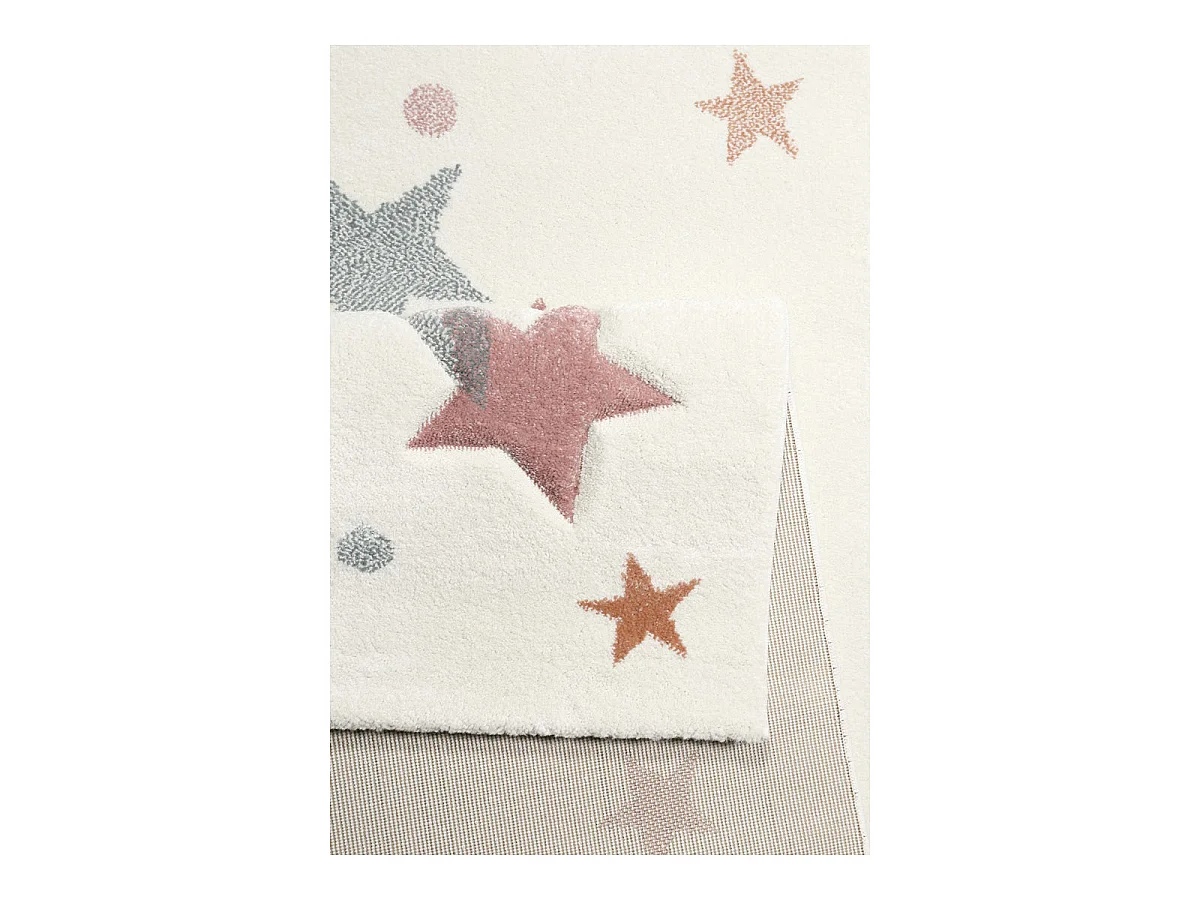 Tapis pour chambre enfant étoilé blanc Jonne Esprit Home Rectangulaire Enfant Tissé