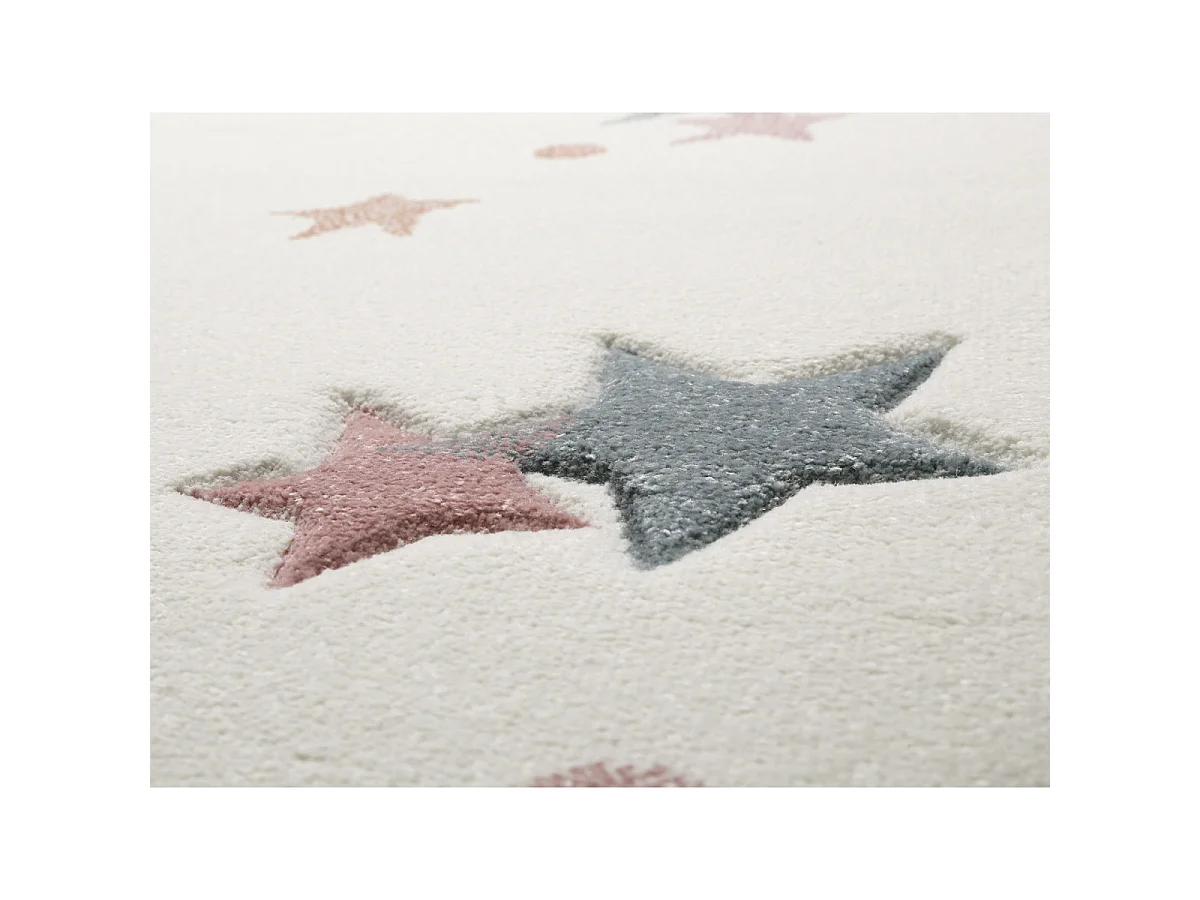 Tapis pour chambre enfant étoilé blanc Jonne Esprit Home Rectangulaire Enfant Tissé