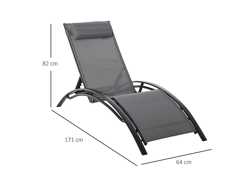 Bain de soleil inclinable INES gris