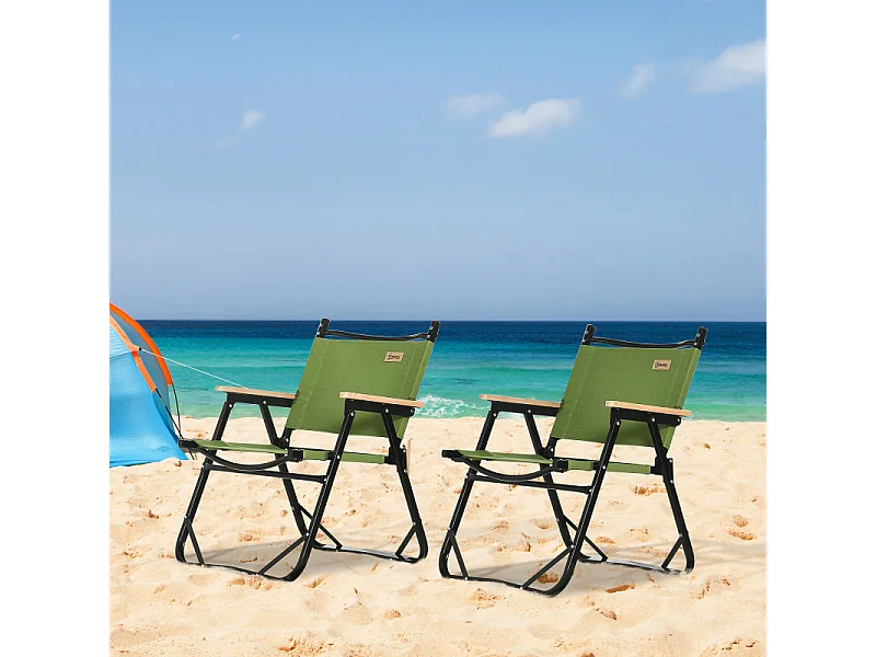 Lot de 2 chaises de jardin camping pliantes OLIVIER vert