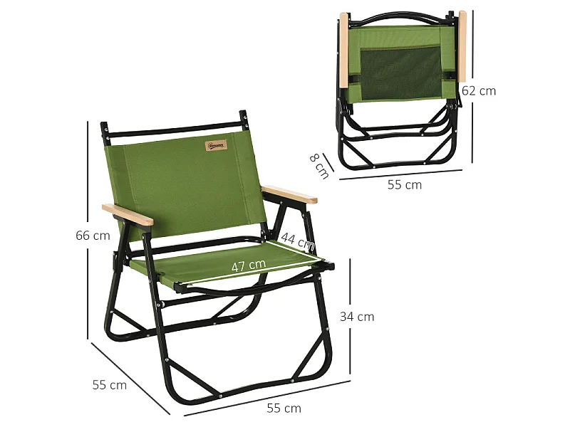 Lot de 2 chaises de jardin camping pliantes OLIVIER vert