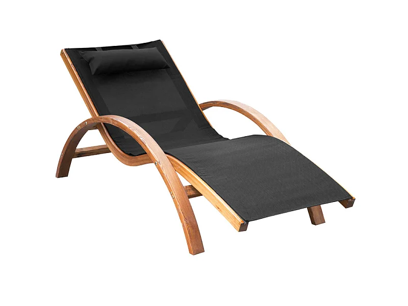 Transat bois massif MELANIE brun et noir