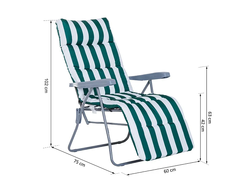 Lot de 2 Chaises Longues Pliantes de Jardin CANBERRA vert et blanc