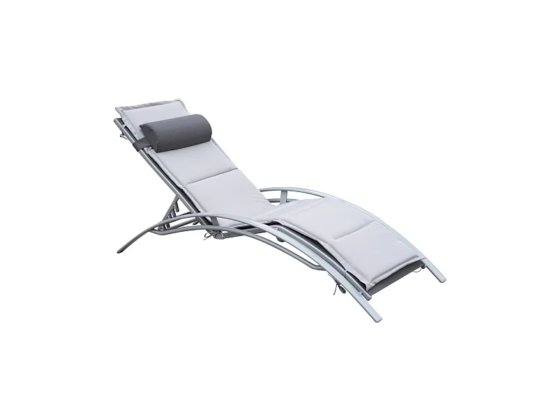 Bain de soleil inclinable avec matelas SAMY gris