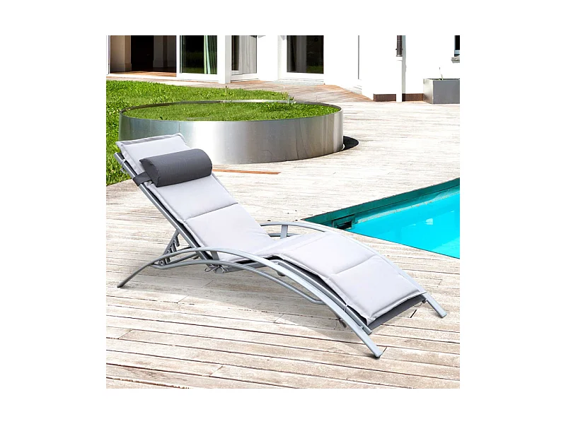 Bain de soleil inclinable avec matelas SAMY gris
