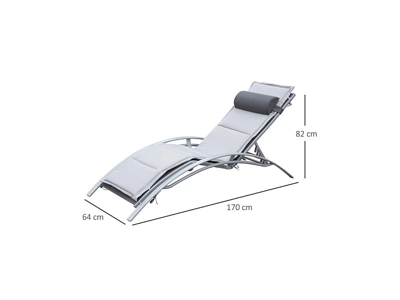Bain de soleil inclinable avec matelas SAMY gris