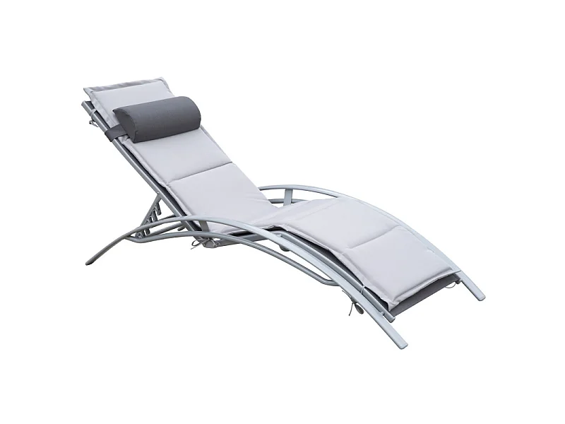 Bain de soleil inclinable avec matelas SAMY gris