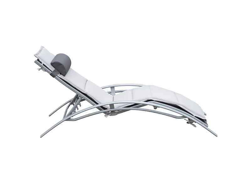 Bain de soleil inclinable avec matelas SAMY gris