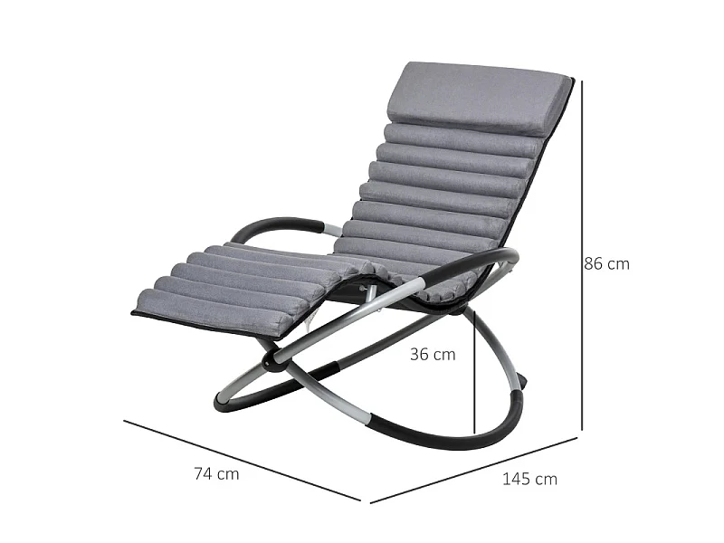 Chaise longue à bascule pliable design AMBER grise