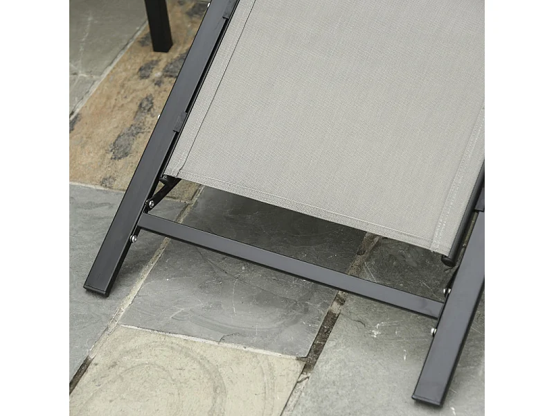 Lot de 2 bains de soleil avec table LARRY noir et grège