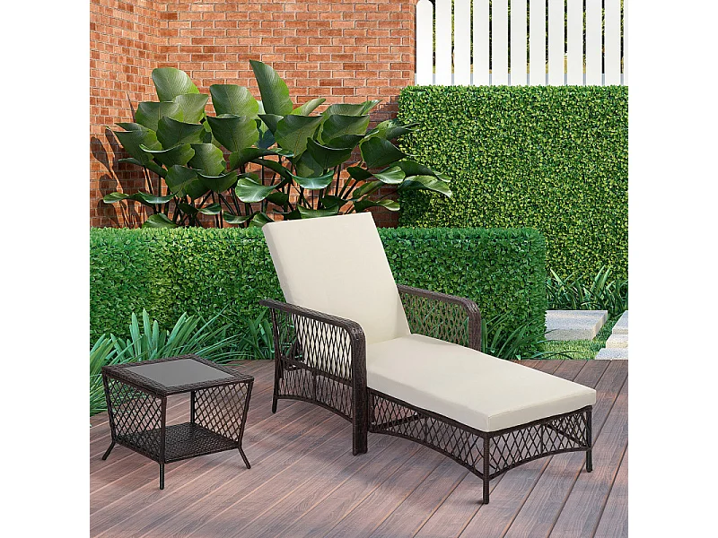 Bain de soleil et table basse GRETA chocolat et crème