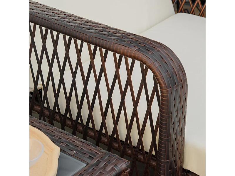 Bain de soleil et table basse GRETA chocolat et crème