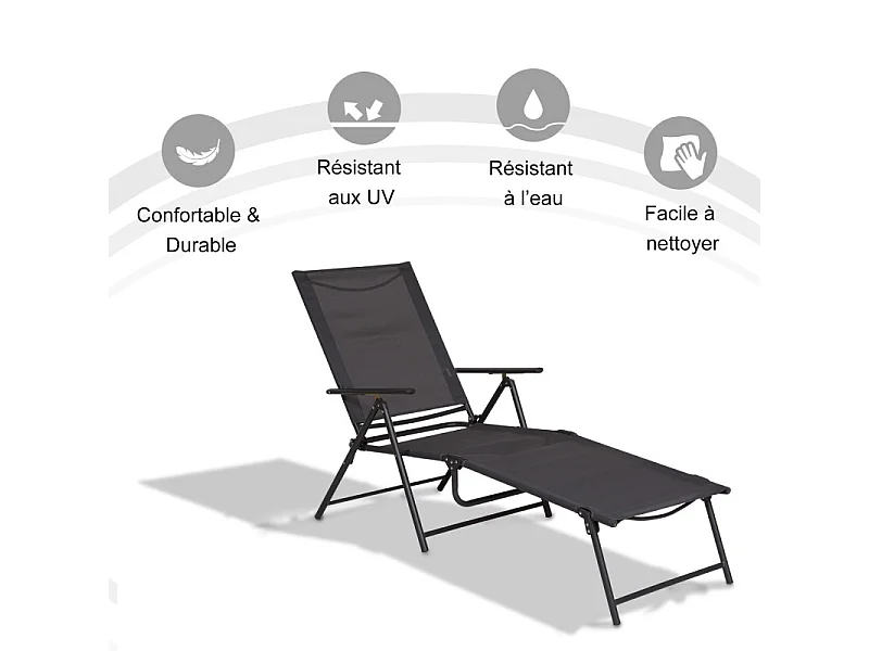 Transat pliable KENNY noir